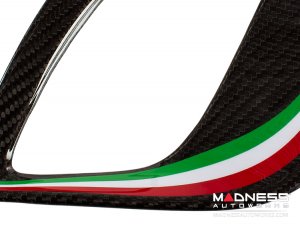 FIAT 500 Front Side Air Duct Diffuser Set - Carbon Fiber - Italian Racing Stripe w/ White Scorpion - NA Model